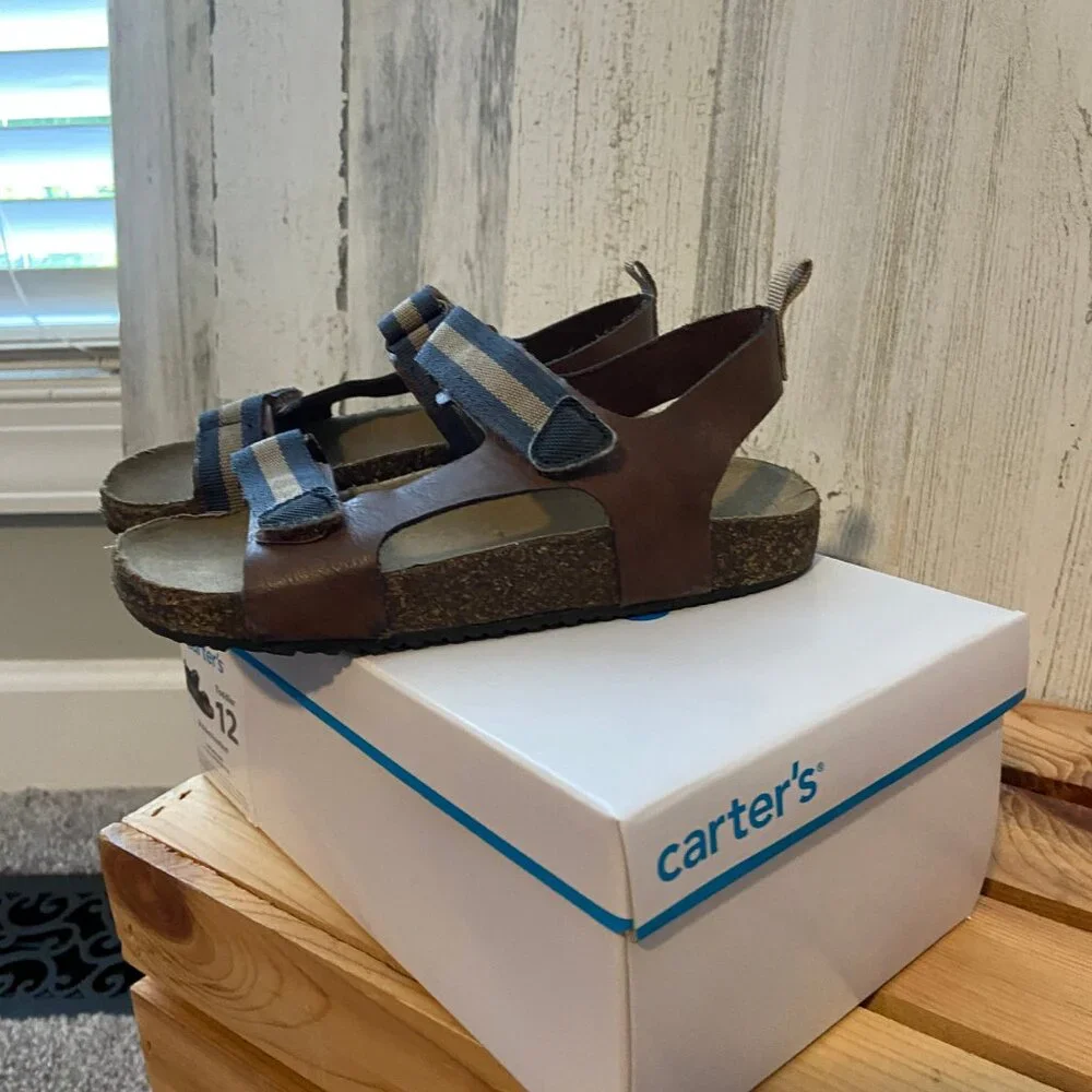 Carters Toddler Boys Size 12 Molded Footbed Sandals Hook/Loop Close